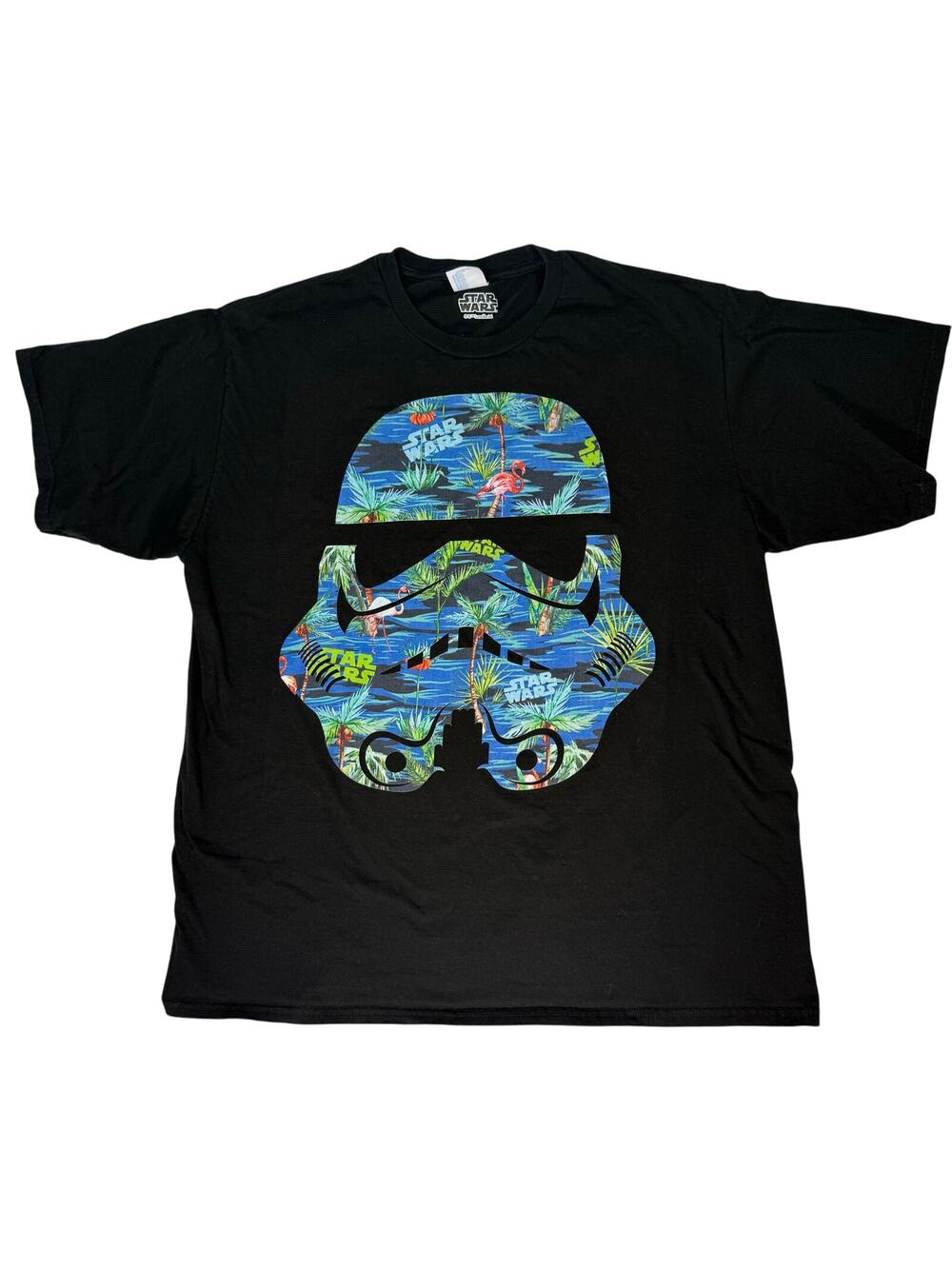 Star Wars T-Shirt Tropical Stormtrooper Helmet Men’s XL Black Tee